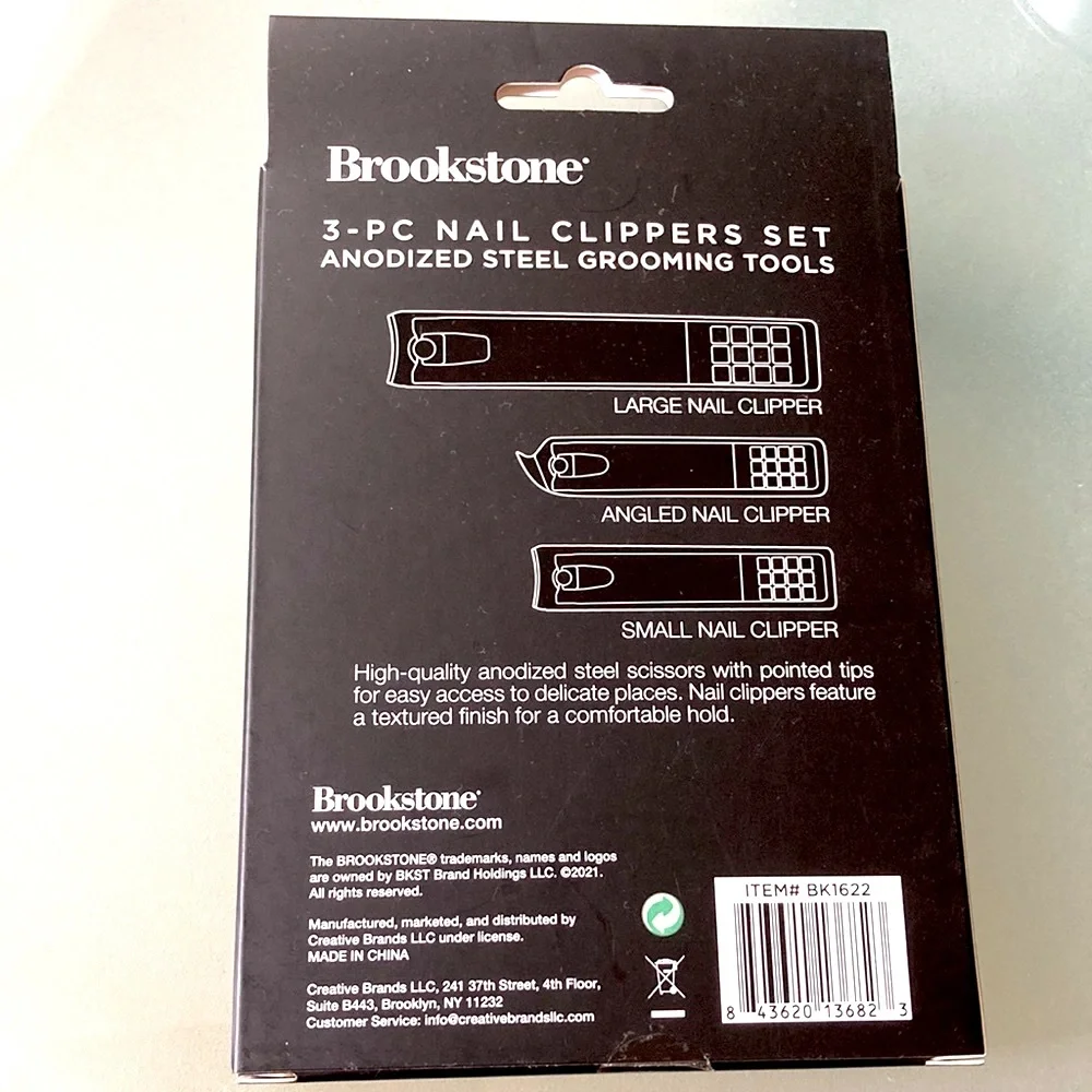 NIB BROOKSTONE Three-Piece Nail Clipper Set